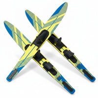 Water Skis, Adult Water Ski with Adjustable Horseshoe Bindings & Padded Rear Toe Plate, High-Gloss UV Coating Waterskis Combo for Adults up to 300 Lbs