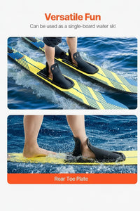 Water Skis, Adult Water Ski with Adjustable Horseshoe Bindings & Padded Rear Toe Plate, High-Gloss UV Coating Waterskis Combo for Adults up to 300 Lbs