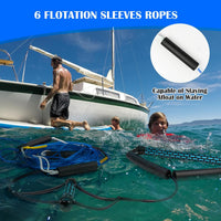Dyneema No Stretch Wakeboard Rope and Handle, 75FT Floating Wakeboard Tow Rope with T-Handle for Doing Spin Skill, 4-Sections Ski Ropes for Water Skiing, Watetsports Ropes for Kneeboarding