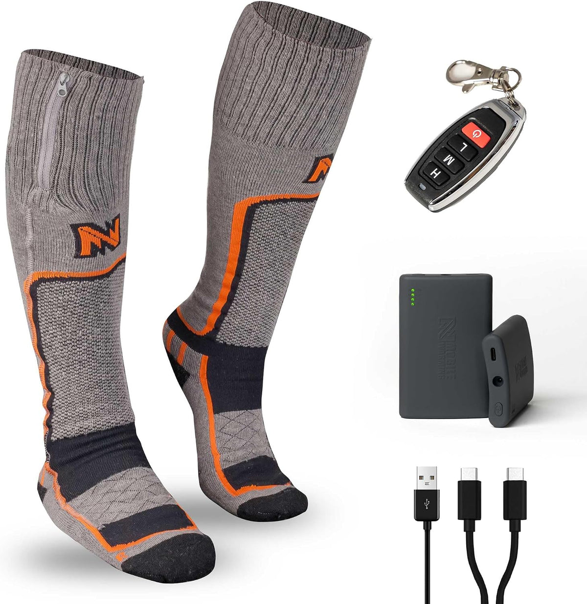 Fieldsheer Merino 2.0 Wool Heated Socks for Men with Wireless Remote Control, Three Heat Settings, Arch Support & Cushioning, Dark Grey - X-Large