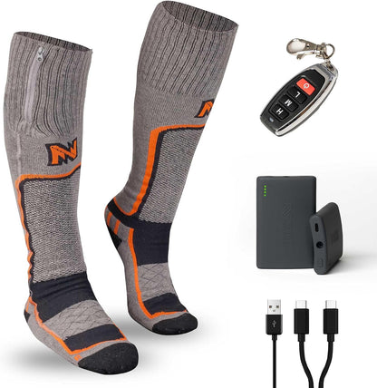 Fieldsheer Merino 2.0 Wool Heated Socks for Men with Wireless Remote Control, Three Heat Settings, Arch Support & Cushioning, Dark Grey - X-Large