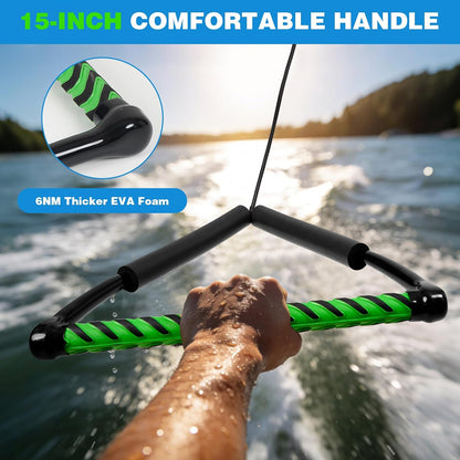 75FT No Stretch Wakeboard Rope and Handle, Floating Dyneema Wakeboard Tow Rope, 4 Sections Adjustable Water Ski Ropes for Wakeboarding, Waterskiing, Kneeboarding and Wakesurfing