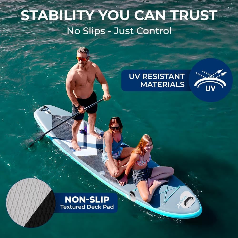 Inflatable Stand up Paddle Board with Premium SUP Accessories, Wide Stable Design, Non-Slip EVA Deck Pad for Youth and Adults