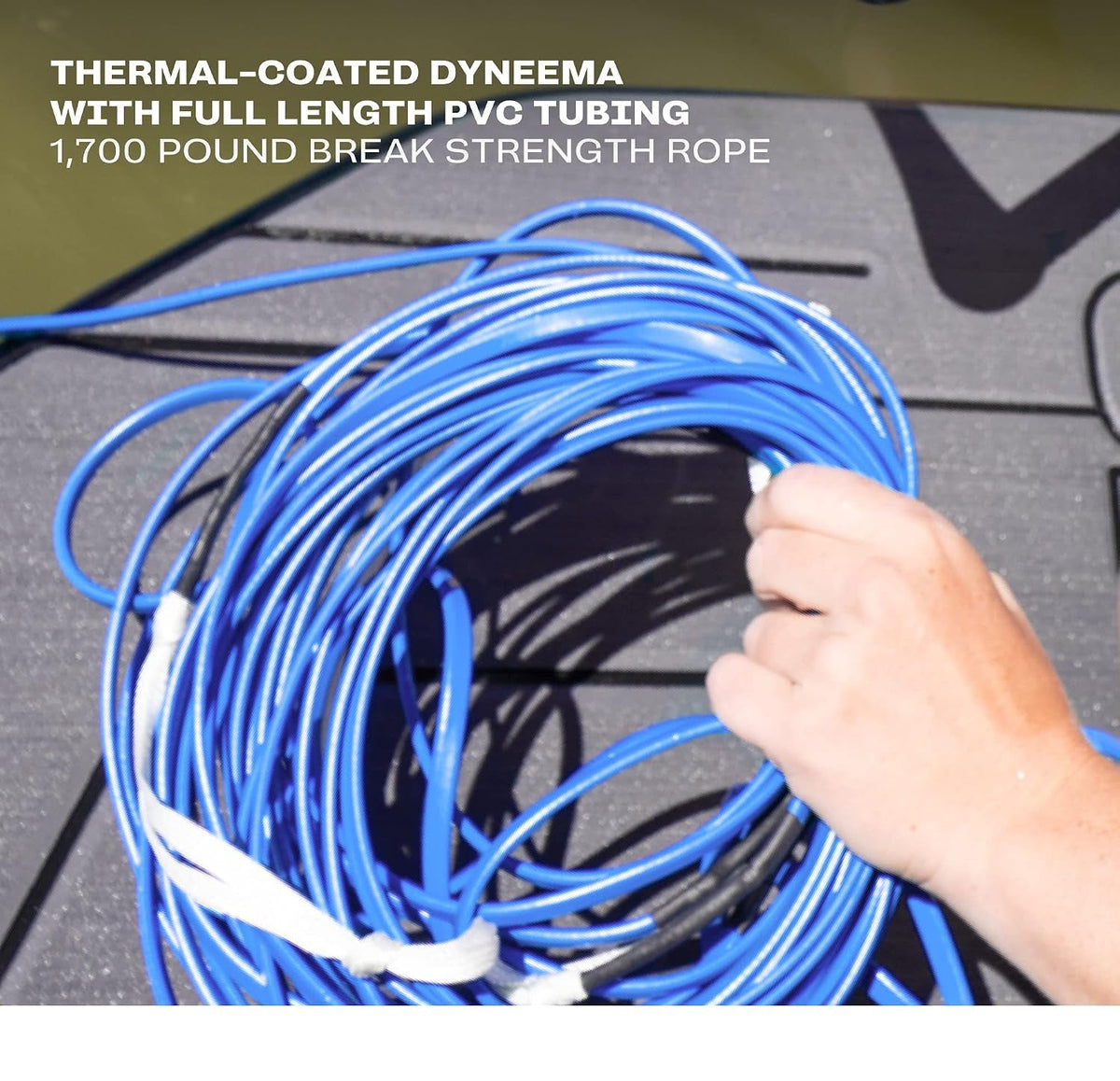 Dyneema Wakeboard Rope and Handle, No Stretch Tow Rope with EVA Grip, Multi Section Water Ski Wakeboarding Line for Boat Towables, 1,700 Lb Break Strength, up to 75 Ft