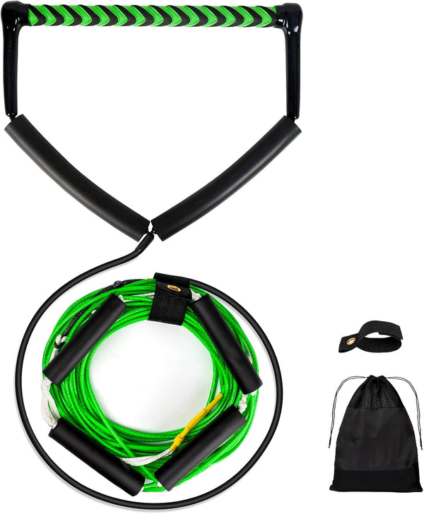 75FT No Stretch Wakeboard Rope and Handle, Floating Dyneema Wakeboard Tow Rope, 4 Sections Adjustable Water Ski Ropes for Wakeboarding, Waterskiing, Kneeboarding and Wakesurfing