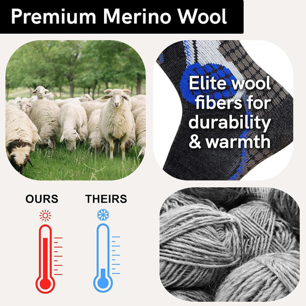 Merino Wool Ski Socks Designed for All-Day Warmth, Over-the-Calf Height, Moisture-Wicking Blend, Unisex