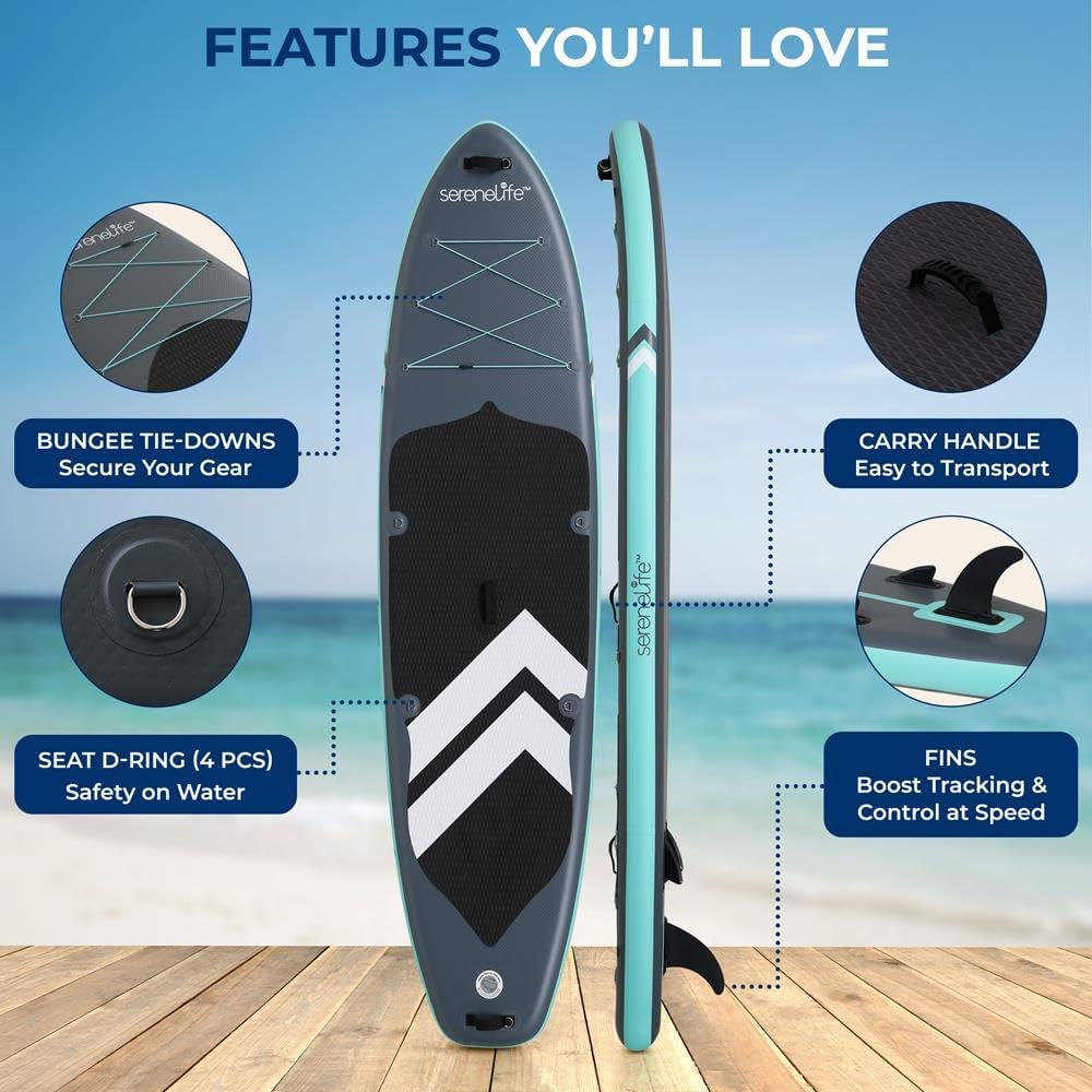 Inflatable Stand up Paddle Board with Premium SUP Accessories, Wide Stable Design, Non-Slip EVA Deck Pad for Youth and Adults