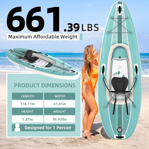 Inflatable Kayak Built for Solo Adventures, Drop-Stitch Floor, Heavy-Duty PVC, Complete Kit Included