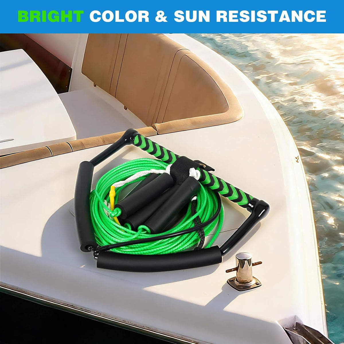 75FT No Stretch Wakeboard Rope and Handle, Floating Dyneema Wakeboard Tow Rope, 4 Sections Adjustable Water Ski Ropes for Wakeboarding, Waterskiing, Kneeboarding and Wakesurfing
