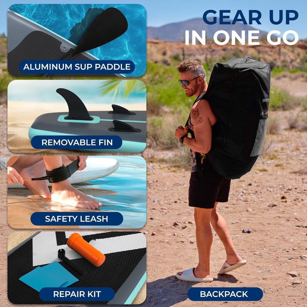 Inflatable Stand up Paddle Board with Premium SUP Accessories, Wide Stable Design, Non-Slip EVA Deck Pad for Youth and Adults