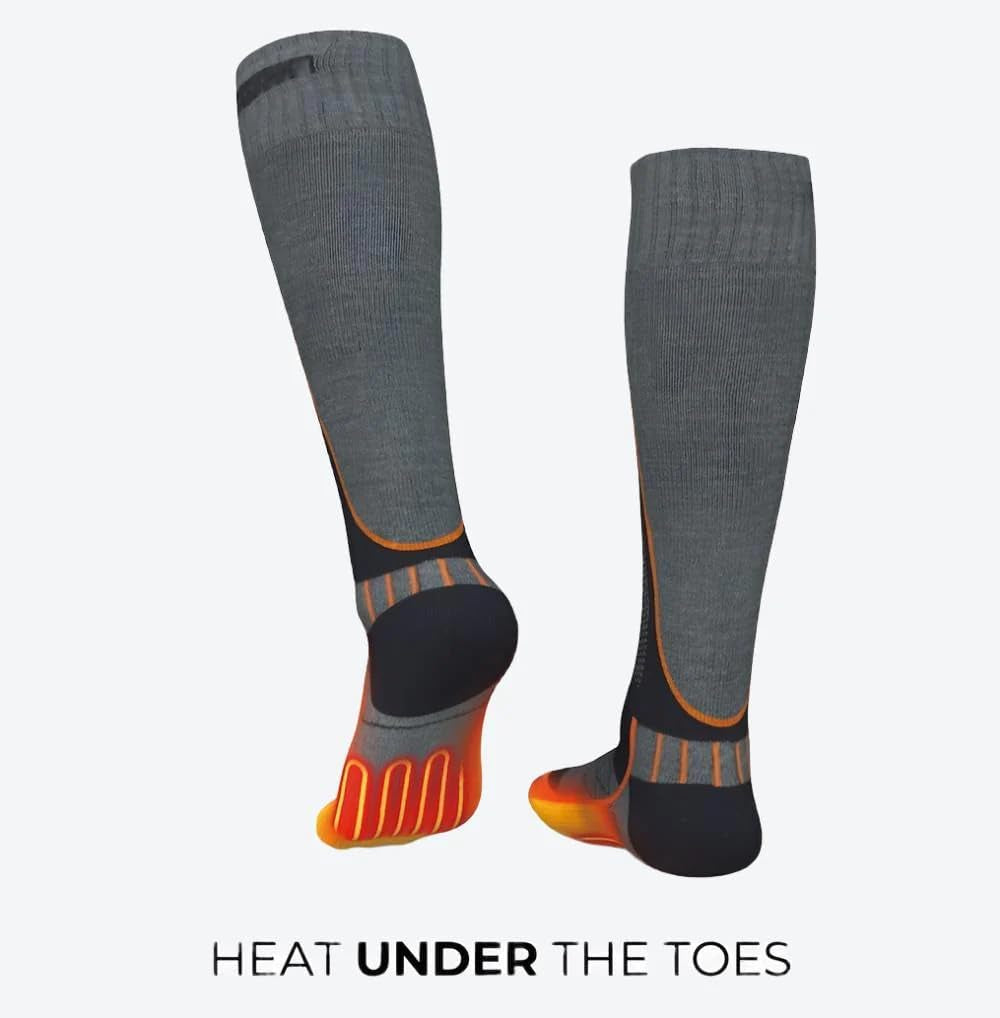 Fieldsheer Merino 2.0 Wool Heated Socks for Men with Wireless Remote Control, Three Heat Settings, Arch Support & Cushioning, Dark Grey - X-Large