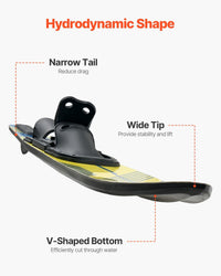 Water Skis, Adult Water Ski with Adjustable Horseshoe Bindings & Padded Rear Toe Plate, High-Gloss UV Coating Waterskis Combo for Adults up to 300 Lbs