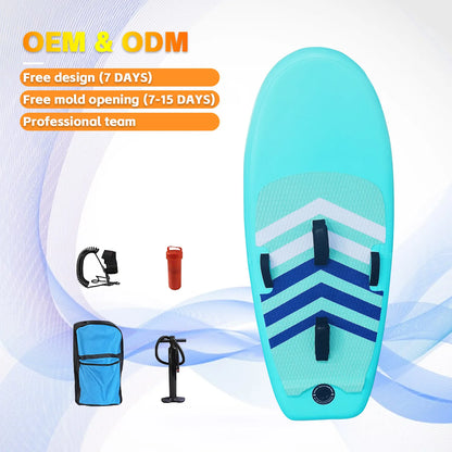 Adult Inflatable PVC Stand-Up Paddleboard SUP Water Paddleboard Soft Surf Board with Float and Slide Fins