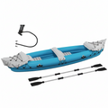 Inflatable Tandem Kayak Built for Adventures, Aluminum Paddles, Repair Kit, 125 Inch Length, 19.8 lb Weight